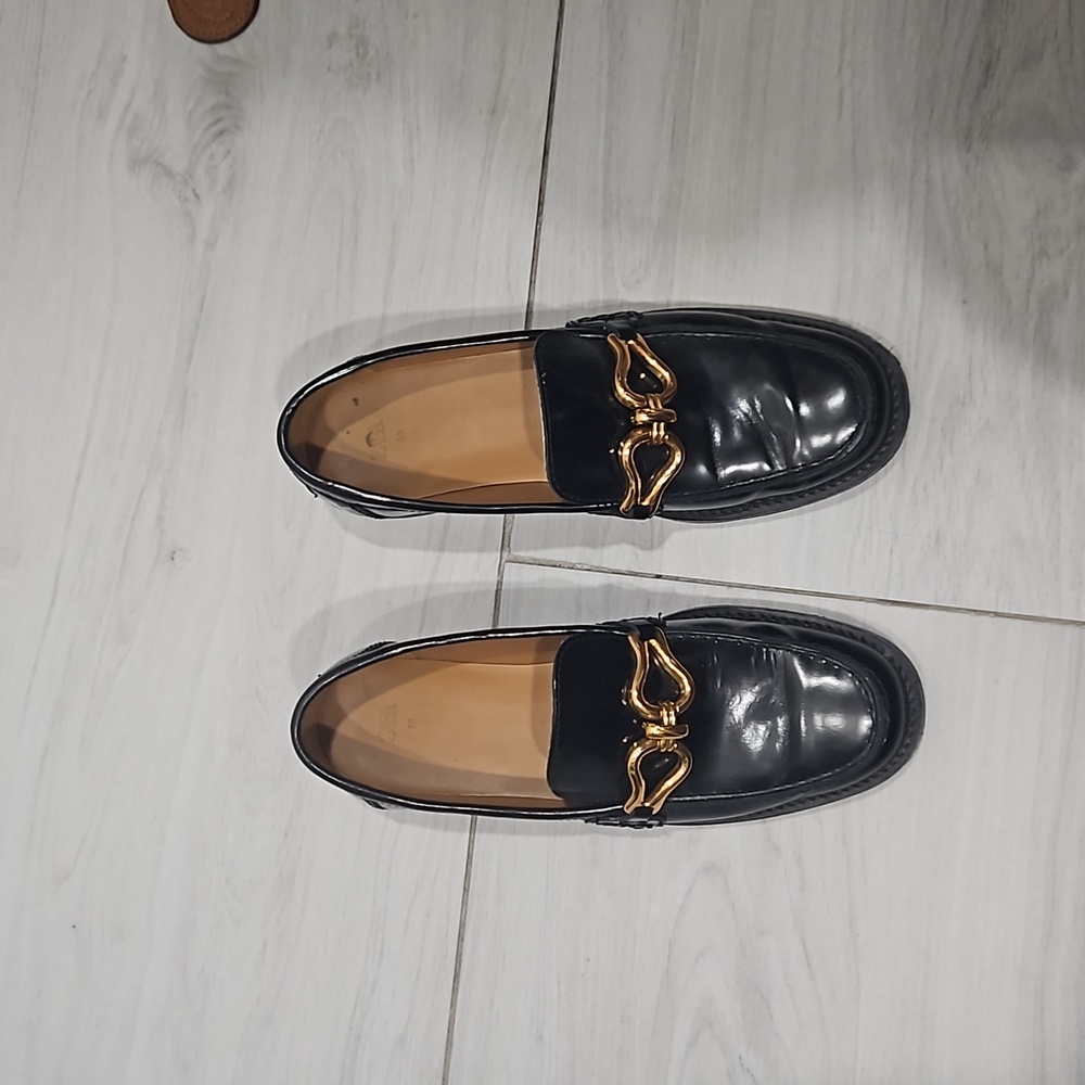 Zara chunky leather loafers